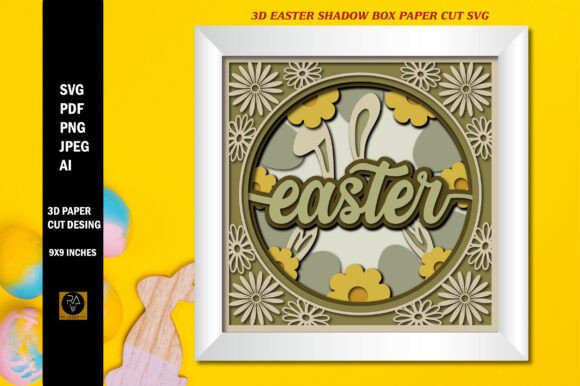 3D Easter Shadow Box Paper Cut SVG