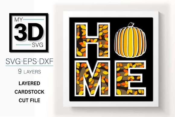 3D Fall Home SVG Design
