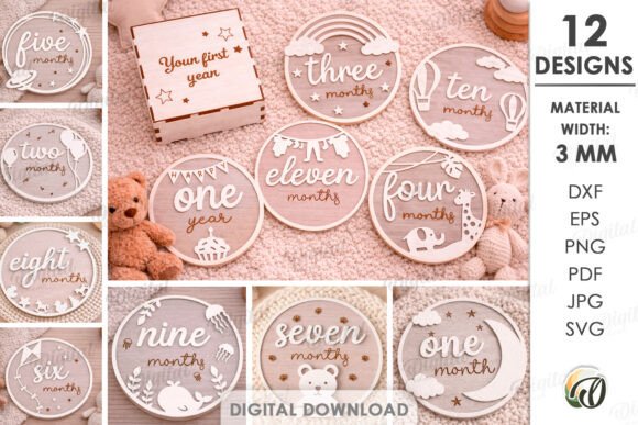3D Montly Milestones Bundle Laser Cut: A Digital Design Solution for Creative Projects