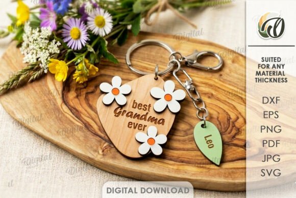 3D Mother's Day Keychain Laser Cut