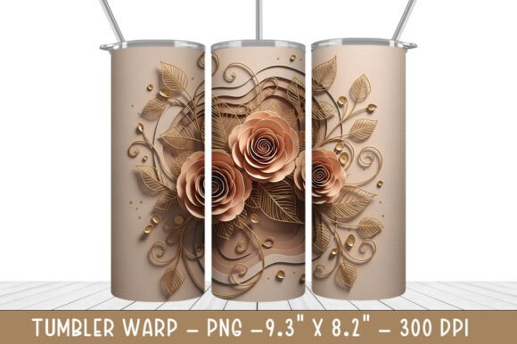 3D Pink Gold Flowers Tumbler Wrap 20oz: A Stylish and Practical Choice for Drinkware Design