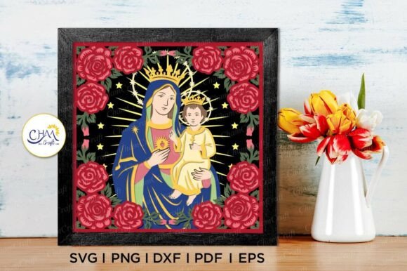 3D Virgin Mary Shadow Box SVG