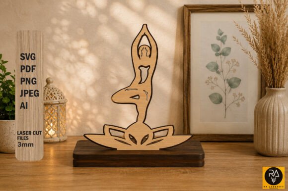 3D Yoga Stand Décor Laser Cut SVG Design