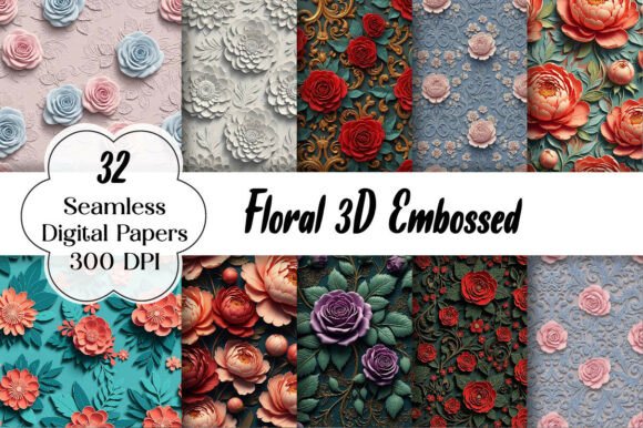 Floral 3D Embossed Seamless Pattern