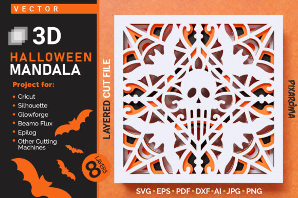 Halloween Mandala 3D Layered SVG Cut