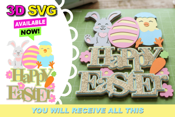Happy Easter Cake Topper 3D SVG: A Festive Addition to Your Holiday Creations