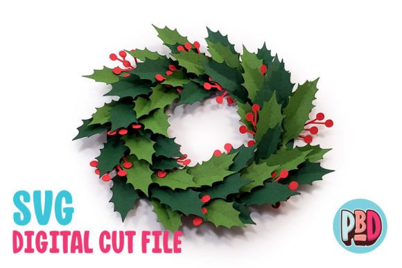 Holly Wreath 3D Papercraft
