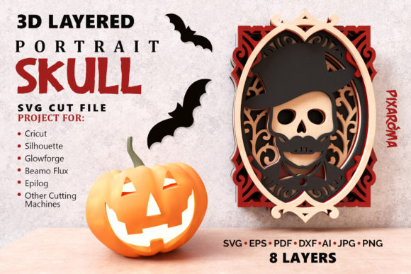 Skull Portrait 3D Layered SVG Cut File: A Strategic Tool for Creative Expression and Halloween Decor