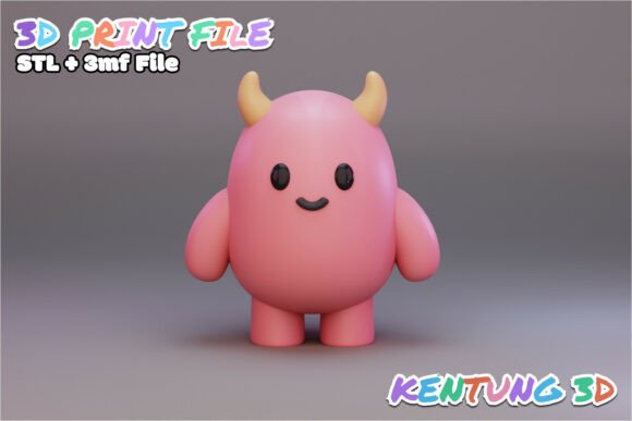 Stylized Kawaii Monster 3D Print Model: A Cute Addition to Any Collection