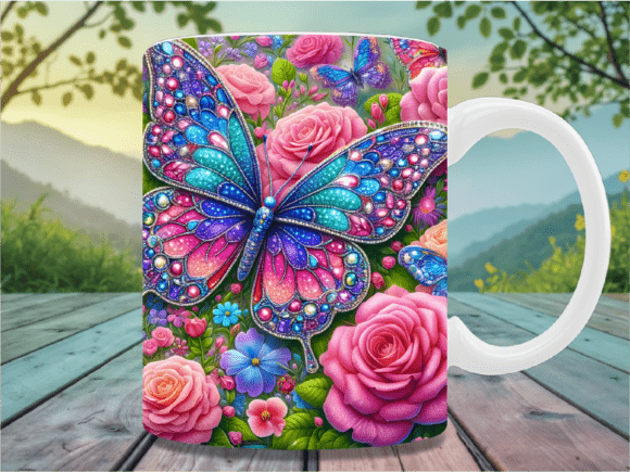 Upgrade Your Mug Projects with the Vibrant 3D Floral Butterfly Mug Wrap